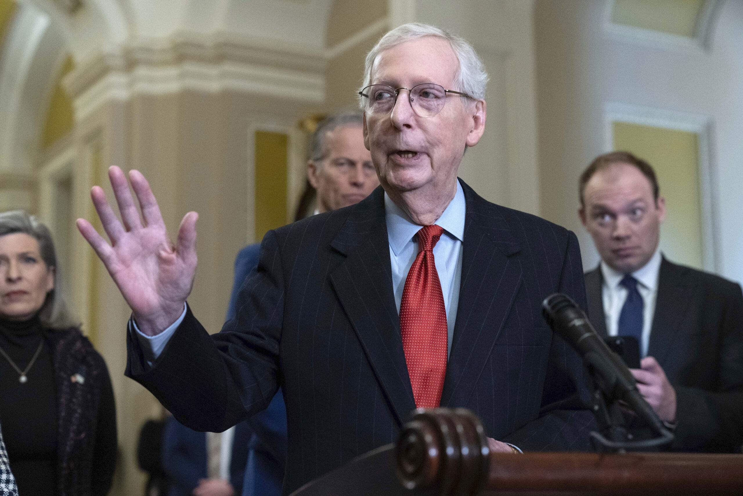 Mitch McConnell hits back at GOP critics calling on him to quit, citing failed 2022 coup