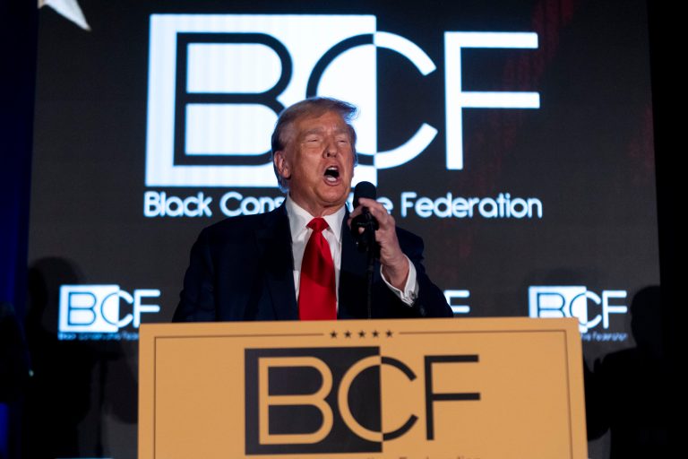 Donald Trump speaking at BCF