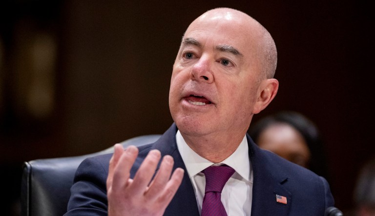 Homeland Security Secretary Alejandro Mayorkas testifies during a hearing on Capitol Hill, Nov. 8, 2023, in Washington. (AP Photo/Alex Brandon, File)