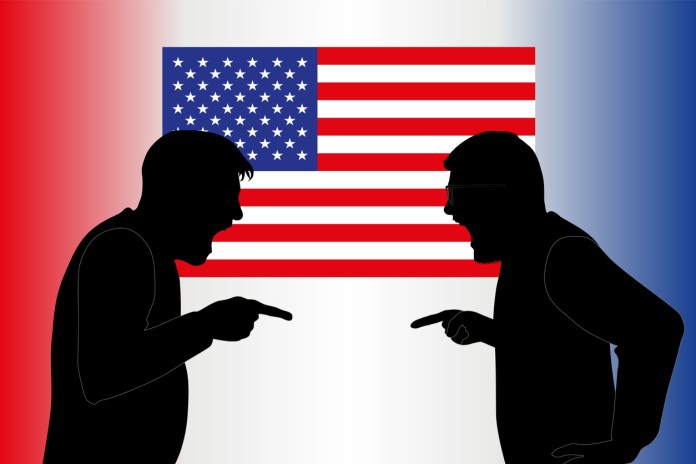 A Getty Image illustration shows two Americans arguing over politics.