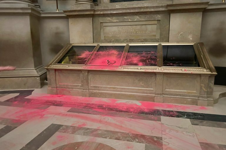 Protesters face $50,000 fine for red powder attack on the Constitution