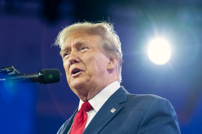 Republican presidential candidate former President Donald Trump speaks during the Conservative Political Action Conference, CPAC 2024, at National Harbor, in Oxon Hill, Md., Saturday, Feb. 24, 2024. (AP Photo/Alex Brandon)