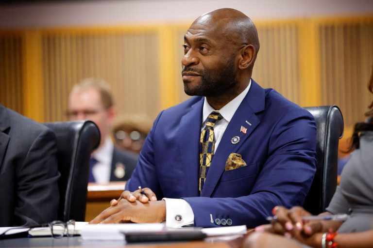 Special prosecutors Nathan Wade, looks on during a hearing on the Georgia election interference case, Friday, March, 1, 2024, in Atlanta. The hearing is to determine whether Fulton County District Attorney Fani Willis should be removed from the case because of a relationship with Nathan Wade, special prosecutor she hired in the election interference case against former President Donald Trump. (AP Photo/Alex Slitz, Pool)