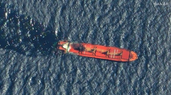 Ship hit by Yemen’s Houthi rebels sinks in Red Sea, first vessel lost in conflict