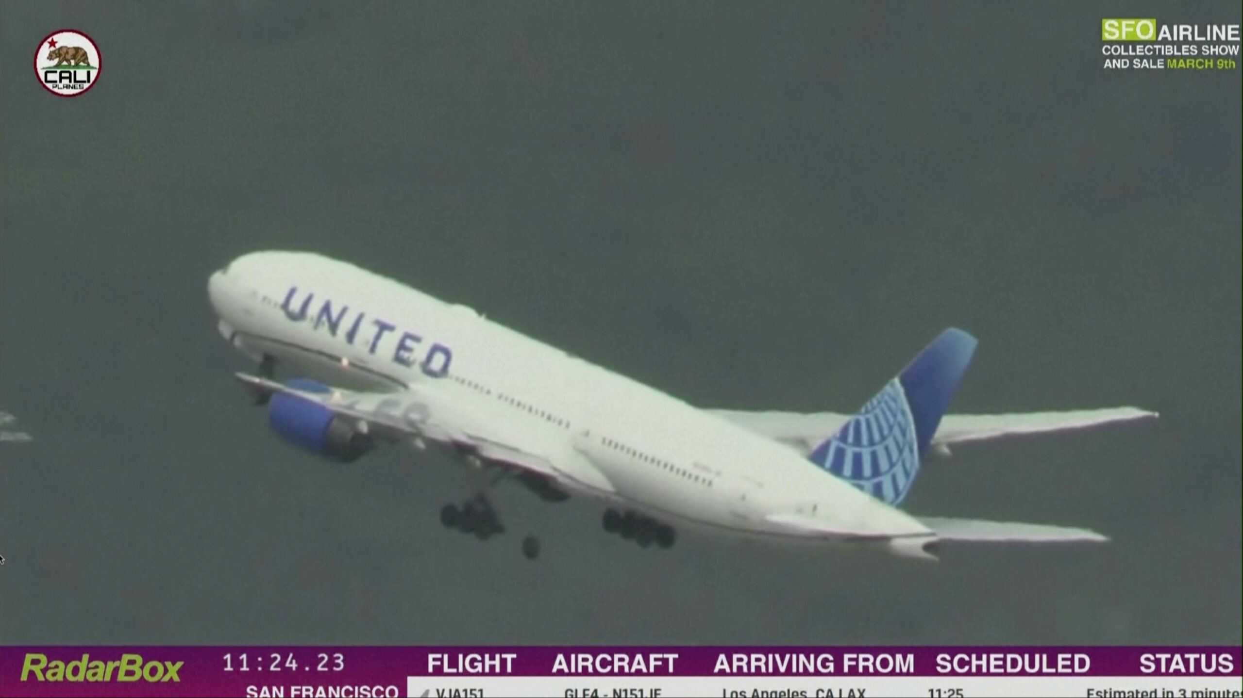 Tire falls off airplane taking off at San Francisco International Airport