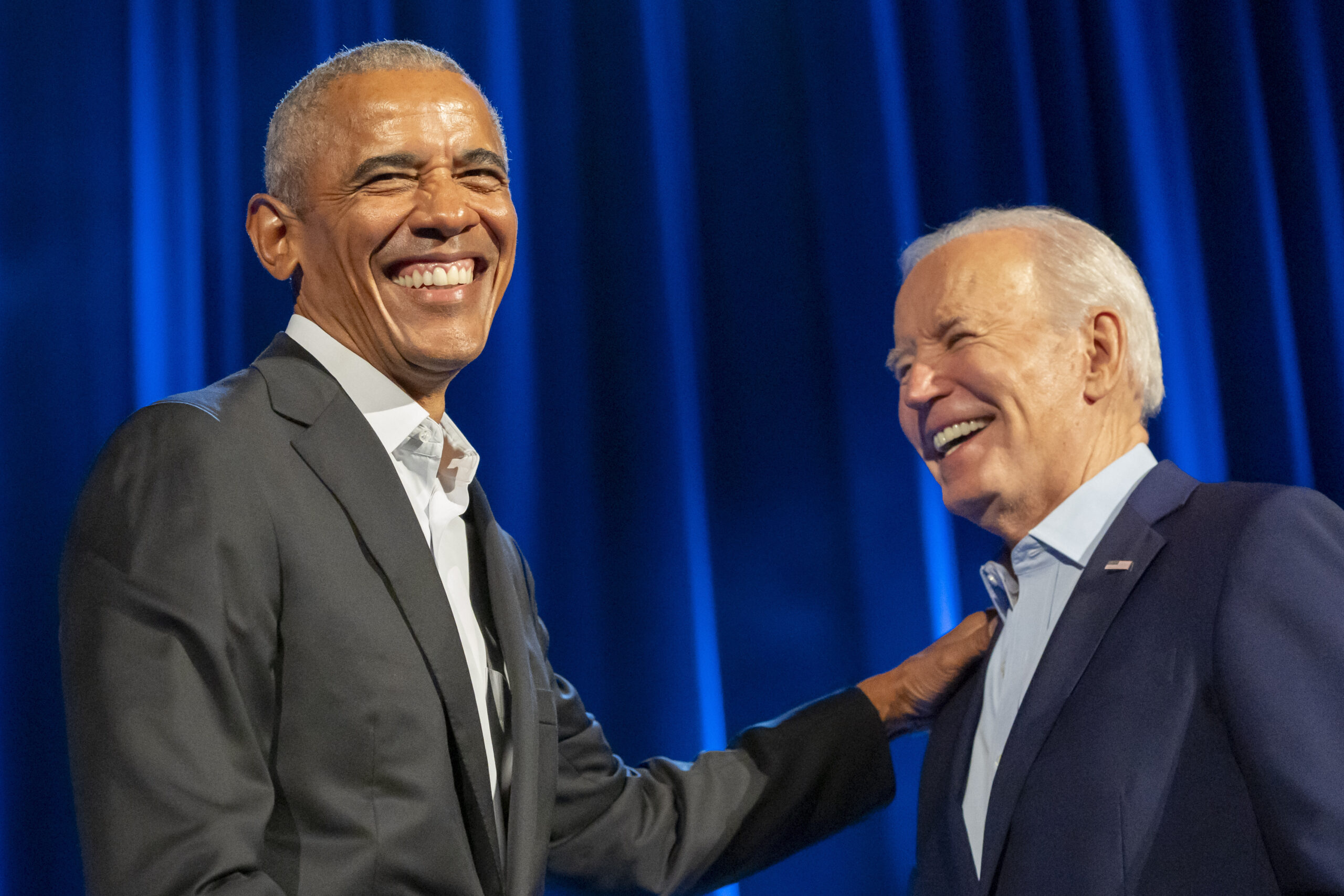 Obama and Clinton try to avoid overshadowing Biden at star-studded fundraiser