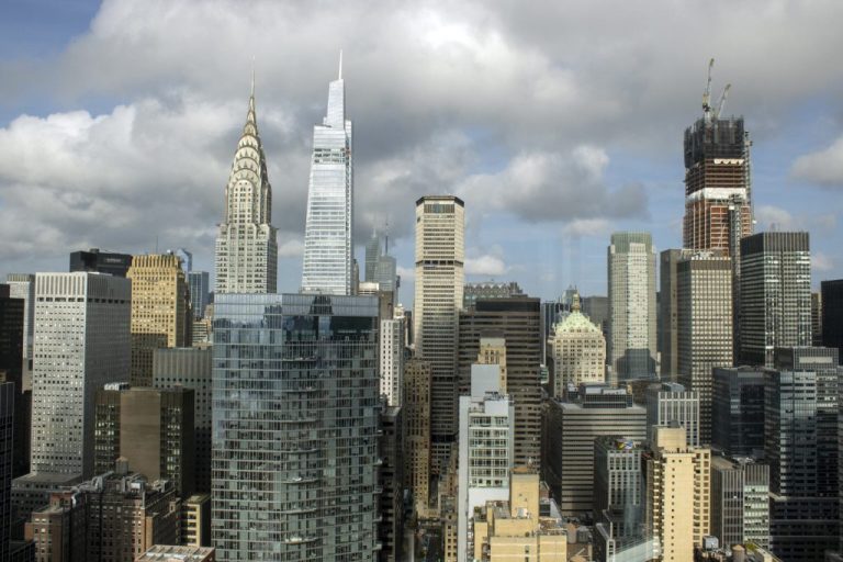 The skyline of midtown Manhattan.