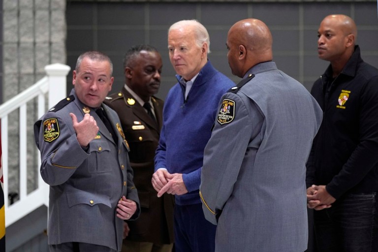 At Baltimore Key Bridge, Biden pledges federal support ‘until the cement has dried’