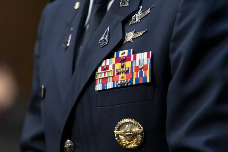 Air Force Lt. Gen. Stephen Whiting wears military decorations.
