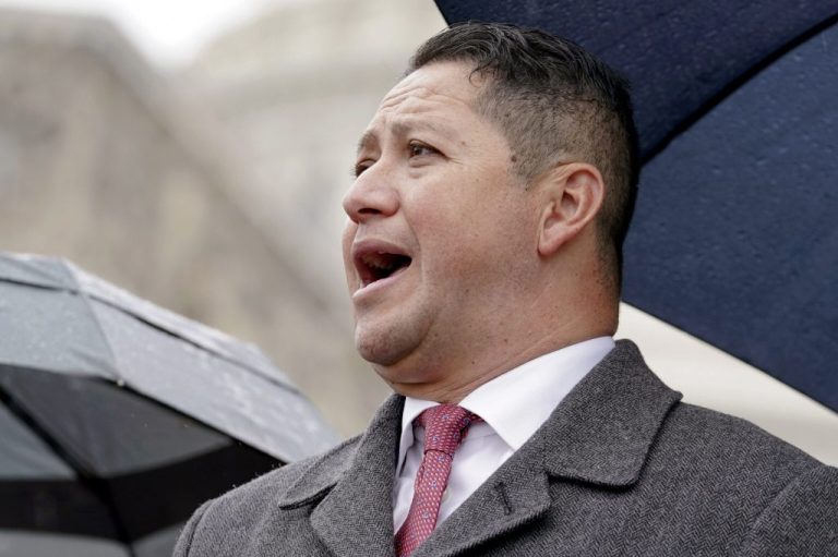 Rep. Tony Gonzales (R-TX) speaks during a news conference