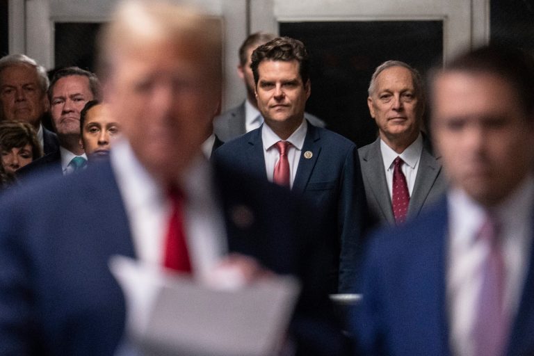 Gaetz denounces Trump hush money trial outside courthouse, ‘Mr. Potato Head doll of crimes’