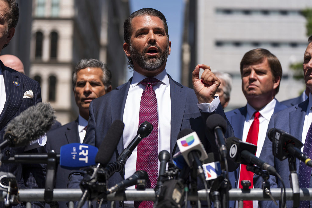 Trump trial: Don Jr. blasts ‘absolute farce’ against his father outside courthouse