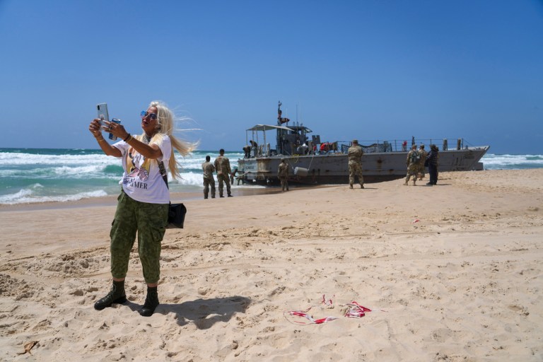US military boats encounter rough seas during aid mission to Gaza