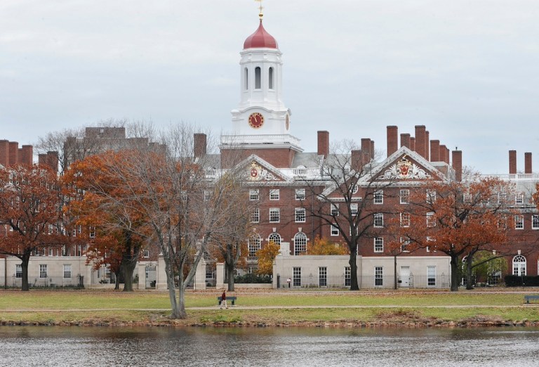 This Nov. 13, 2008 file photo shows the campus of Harvard University in Cambridge, Massachusetts. Harvard University said it has removed human skin from the binding of a 19th century book about the afterlife that has been in its collections since the 1930s. The decision came after a review found ethical concerns with the book's origin and history.