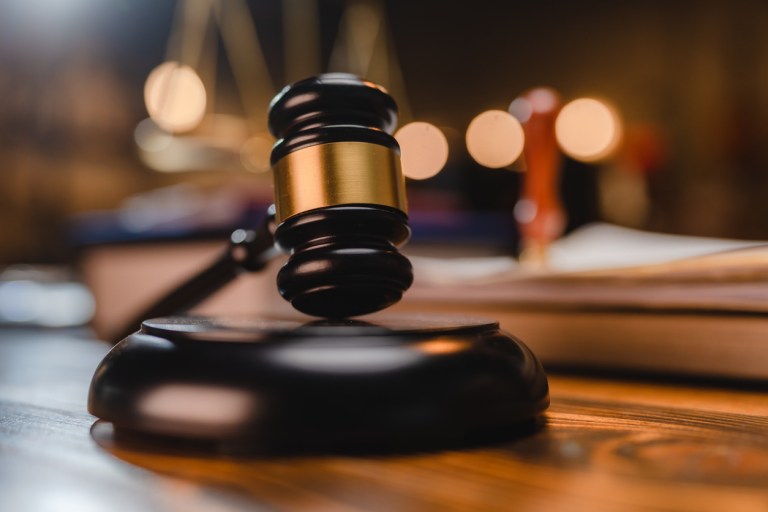 Law and authority lawyer concept, judgment gavel hammer in court courtroom for crime judgement legislation and judicial decision, judge having justice of punishment guilt and criminal verdict legal
