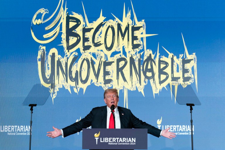 Trump embraces crypto and bitcoin at Libertarian gathering.