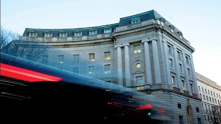 View of the Internal Revenue Service (IRS) building in Washington, D.C.