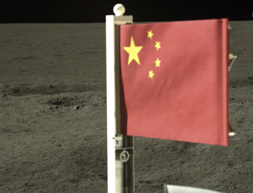 China proudly showcases its national flag on the moon following a successful lunar spacecraft landing