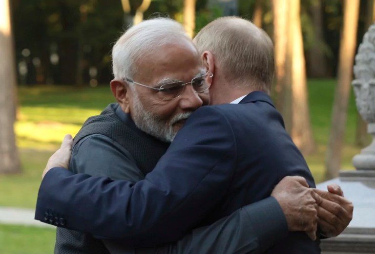 Modi-Putin hug outlines India’s warm relationship with Russia as NATO summit begins