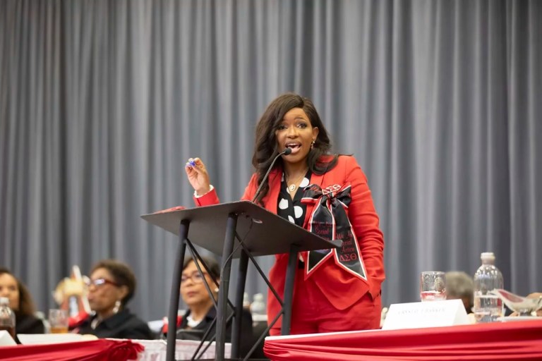 IMAGE DISTRIBUTED FOR DELTA SIGMA THETA SORORITY, INC. - Congresswoman Jasmine Crockett, United States Representative for Texas’ 30th Congressional District and North Dallas Suburban Alumnae Chapter Member of Delta Sigma Theta Sorority, Inc., delivers the keynote speech at the organization’s 2024 Southwest Regional Conference Social Action Luncheon in Austin, TX on Saturday, June 15, 2024. Delta Sigma Theta Sorority, Inc. is a storied organization with a legacy of social action and advocacy since its inception during the women's suffrage movement in 1913.