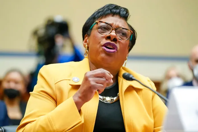 National Education Association President Becky Pringle testifies during a House Committee on Oversight and Reform hearing on gun violence on Capitol Hill in Washington, Wednesday, June 8, 2022. (AP Photo/Andrew Harnik, Pool)