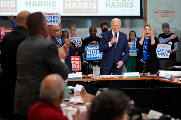 Biden fields union questions as he tries to keep grip on Democratic Party