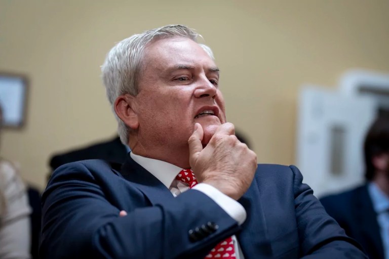 Rep. James Comer, R-Ky., chairman of the House Oversight and Accountability Committee, pauses as the House Rules Committee prepares to advance a contempt of Congress resolution against Attorney General Merrick Garland for not complying with a subpoena, at the Capitol in Washington, Tuesday, June 11, 2024.