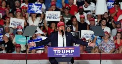 Trump punts on VP but challenges Biden to golf match and ‘man to man’ debate at Florida rally