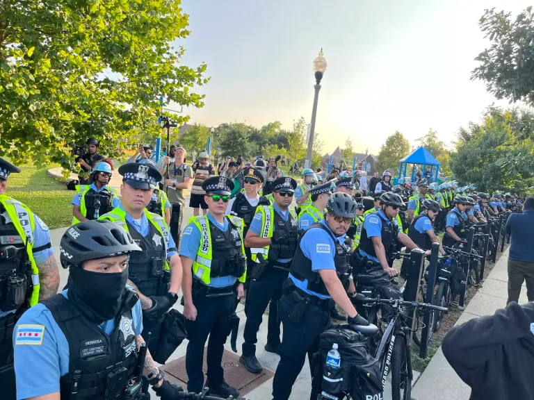 Unpermitted anti-Israel protest blocked from approaching DNC’s United Center