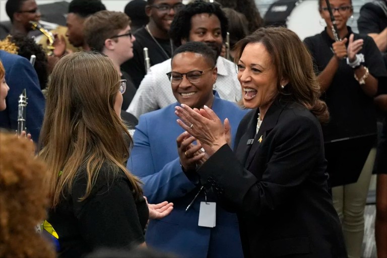 Harris blasted for going ‘full kindergarten teacher mode’ while talking to Georgia high schoolers