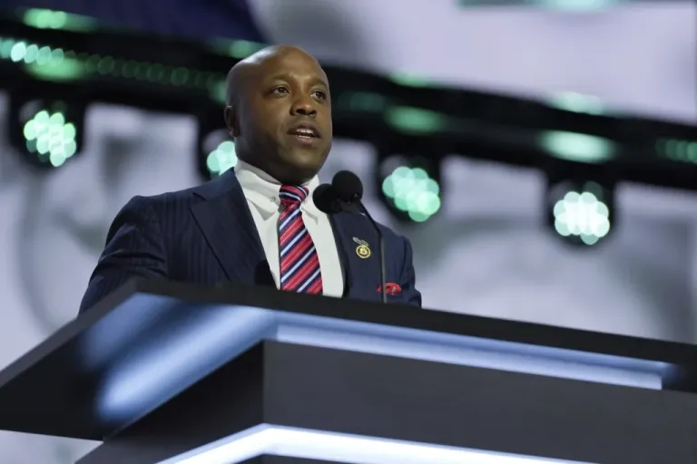 Rep. Wesley Hunt (R-TX) speaks during the Republican National Convention, Monday, July 15, 2024, in Milwaukee. (AP Photo/Julia Nikhinson)
