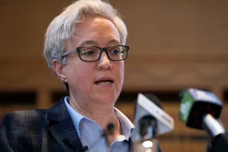 Oregon Gov. Tina Kotek speaks during a question and answer session that is part of a 2024 legislative preview at the State Library on Wednesday, Jan. 31, 2024, in Salem, Ore. (AP Photo/Jenny Kane)