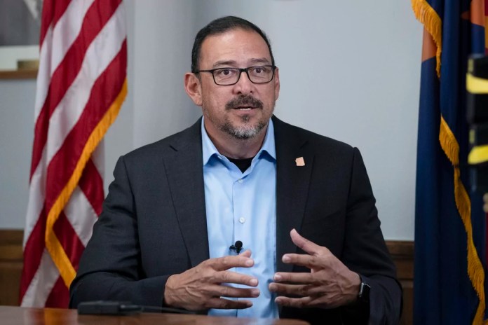 Fontes speaks during an interview with the Associated Press in Arizona, Monday, March 4, 2024.