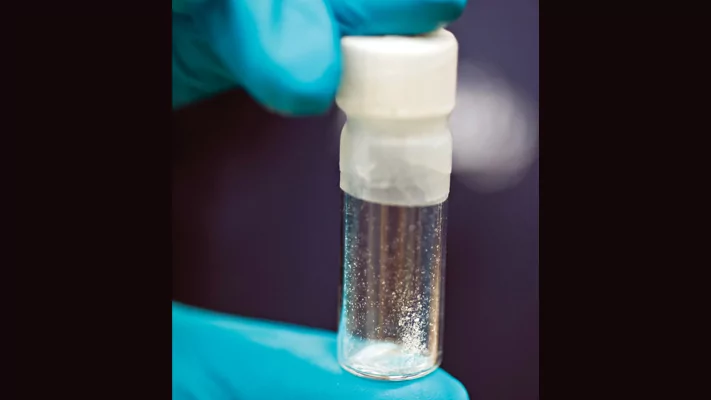 A vial of fentanyl is shown at the Drug Enforcement Administration lab in Sterling, Virginia, as the Biden administration announced sanctions against several Chinese nationals and companies for the deadly drug’s production and illegal distribution, Aug. 9, 2016.
