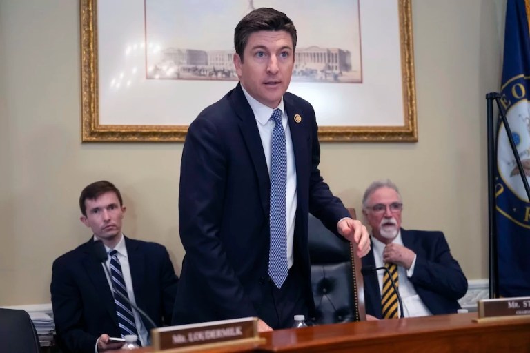 Bryan Steil (R-WI) chairman of the Committee on House Administration arrives for a hearing about noncitizen voting on Capitol Hill, Thursday, May 16, 2024 in Washington. In recent months, the specter of noncitizens voting in the United States has erupted into a leading rallying cry for Republicans.