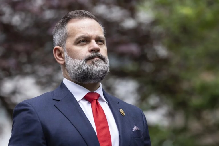 Rep. Cory Mills, R-Fla., attends a news conference across the street from the Manhattan criminal court, Tuesday, May 14, 2024, in New York.(AP Photo/Stefan Jeremiah)