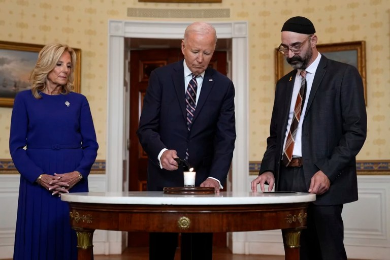 Biden holds ceremony in honor of Oct. 7 attacks as Trump faults his leadership