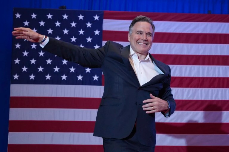 Sen. David McCormick (R-PA) arrives to speak during an election night watch party, Wednesday, Nov. 6, 2024, in Pittsburgh.