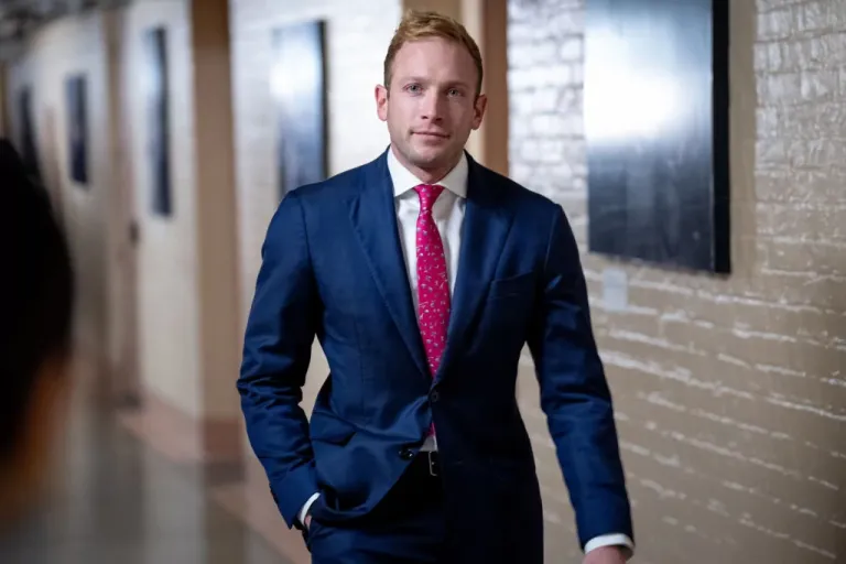 Rep. Max Miller (R-OH) leaves a House Republican Caucus meeting on Nov. 19, 2024.