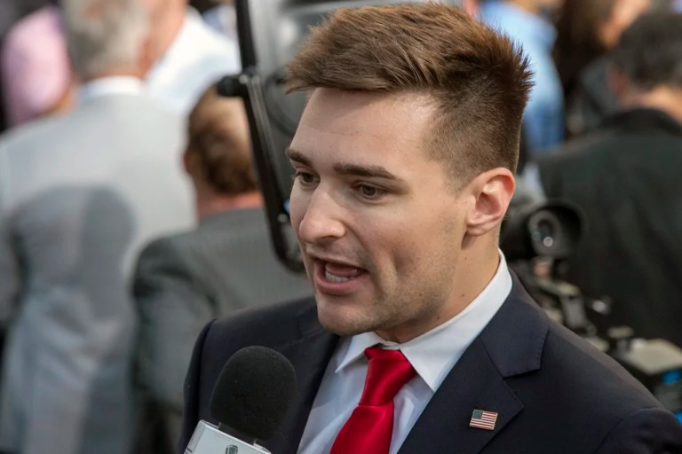 Trump adviser who collapsed at gala says he ‘took’ his ‘Biden impression too far’