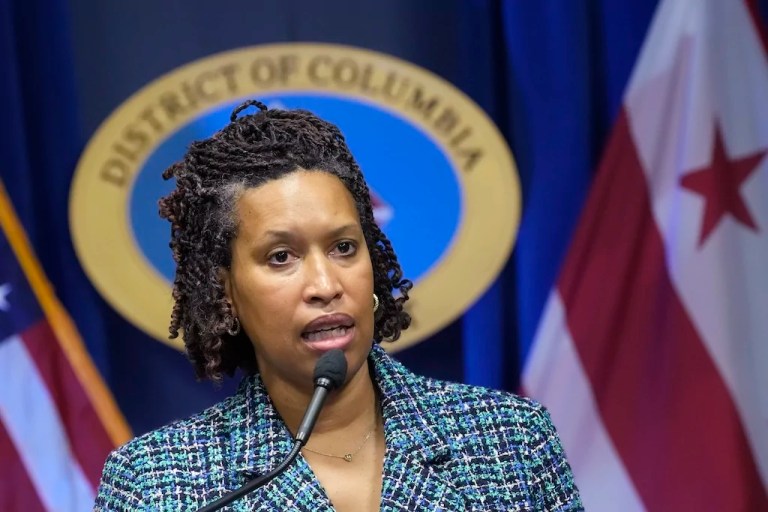 Washington, D.C., Mayor Muriel Bowser speaks during a news conference in Washington, Dec. 13, 2023.