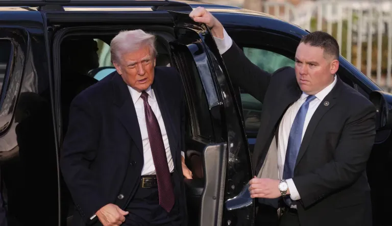 President Donald Trump arrives for a church service at St. John's Episcopal Church across from the White House in Washington, Monday, Jan. 20, 2025, on his Inauguration Day.