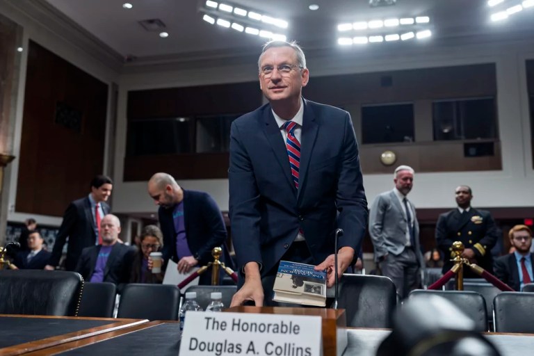 Doug Collins, secretary of the Department of Veterans' Affairs, appears at his confirmation hearing before the Senate Veterans' Affairs Committee, at the Capitol in Washington.