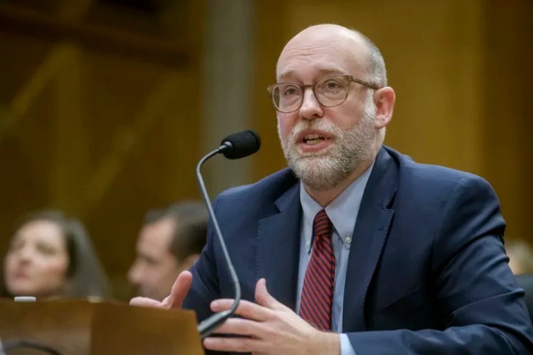 Russell Vought, President-elect Donald Trump's nominee for director of the Office of Management and Budget, responds to questions during a Senate Committee on Homeland Security and Governmental Affairs hearing for his pending confirmation on Capitol Hill, Wednesday, Jan. 15, 2025, in Washington.