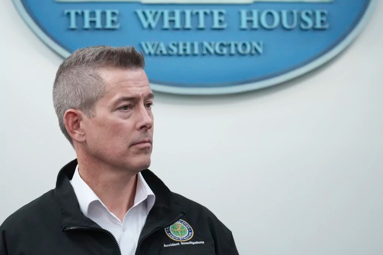 Transportation Secretary Sean Duffy in the James Brady Press Briefing Room at the White House, Thursday, Jan. 30, 2025, in Washington.