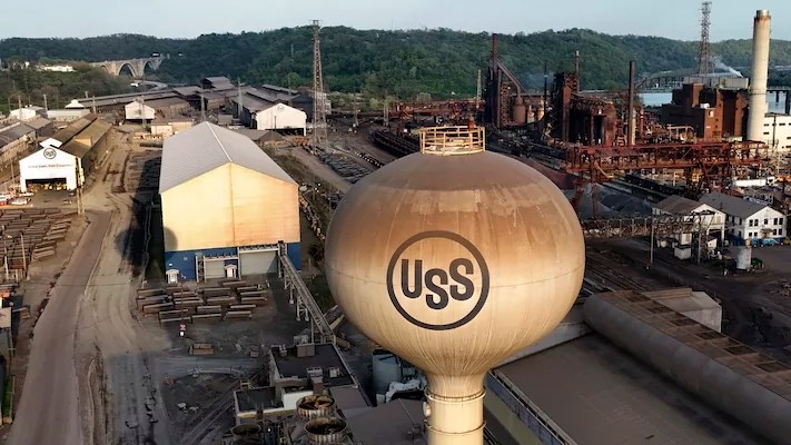FILE - This is a portion of U.S. Steel's Edgar Thomson Works in Braddock, Pennsylvania, Sunday, April 28, 2024. (AP Photo/Gene J. Puskar, File)