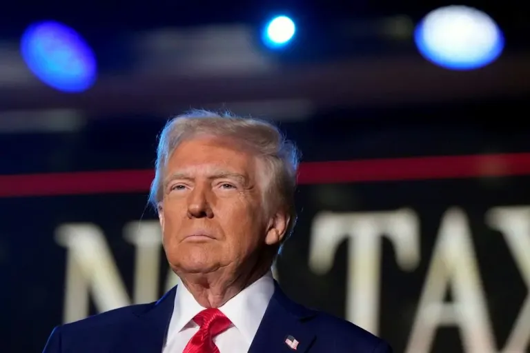 President Donald Trump addresses the crowd at a post-inauguration rally in Las Vegas, Nevada.