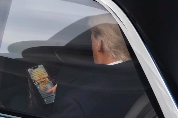 Trump read congratulatory texts on the way to inauguration