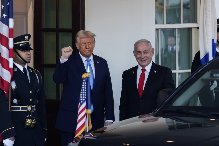 President Donald Trump meets with Israel’s Prime Minister Benjamin Netanyahu at the White House, Tuesday, Feb. 4, 2025, in Washington, D.C.