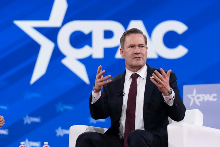 White House national security adviser Mike Waltz speaks at the Conservative Political Action Conference, CPAC, at the Gaylord National Resort & Convention Center, Friday, Feb. 21, 2025, in Oxon Hill, Maryland.